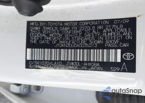 2010 Toyota Prius Iv z USA, uszkodzony, nr VIN JTDKN3DU0A0035213